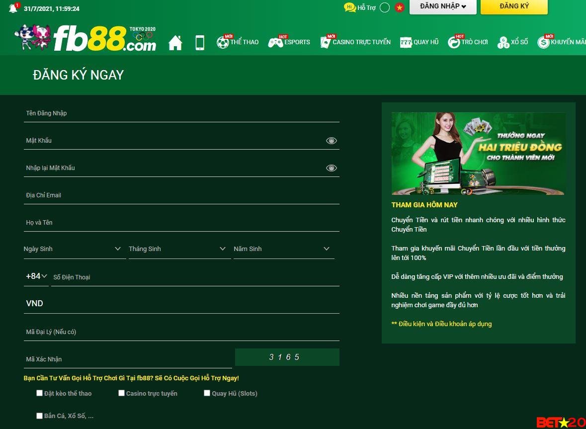 đăng ký fb88 như thế nào