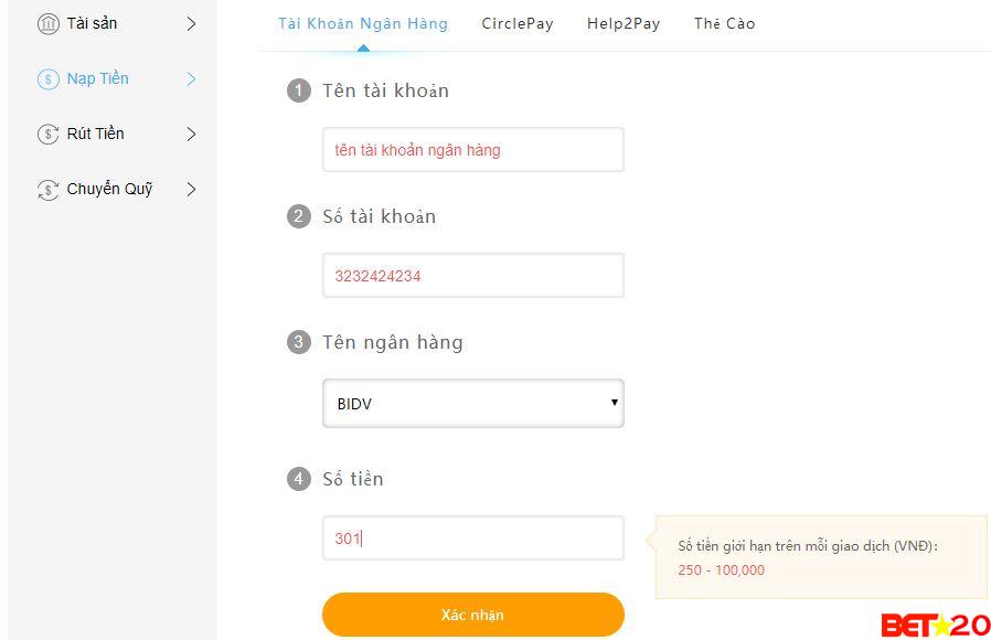 nạp tiền letou năm 2020