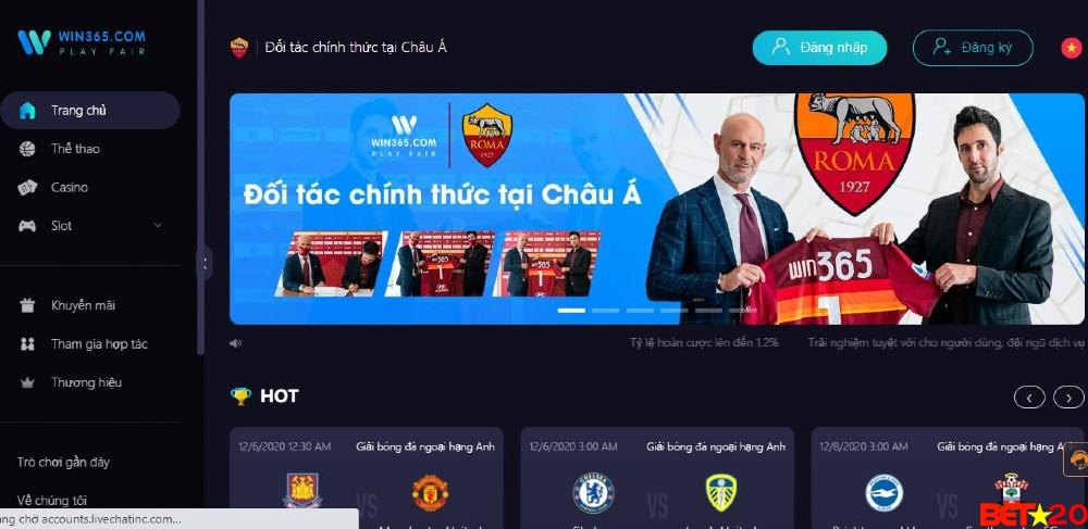 đánh cá cược bóng đá win365