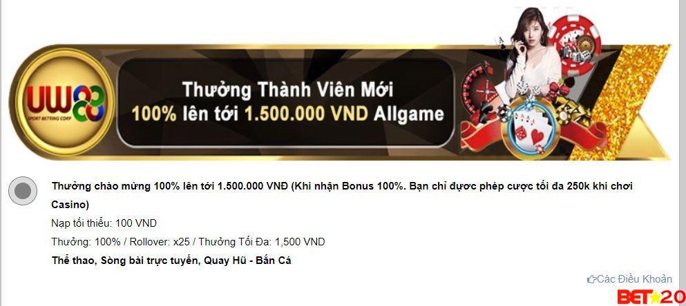 chọn khuyến mãi khi nap tien tai ucw88