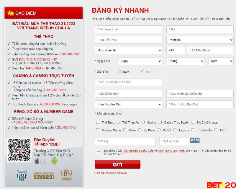 đăng ký nhà cái 12bet