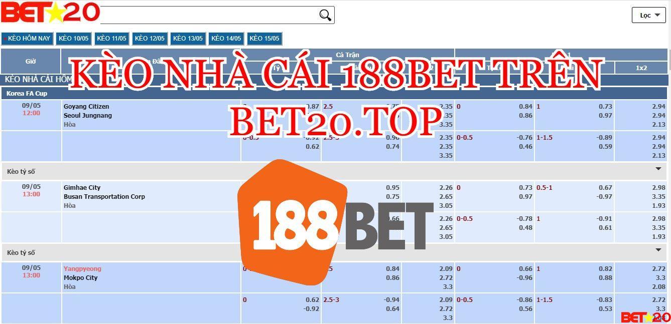 kèo nhà cái 188bet trên bet20