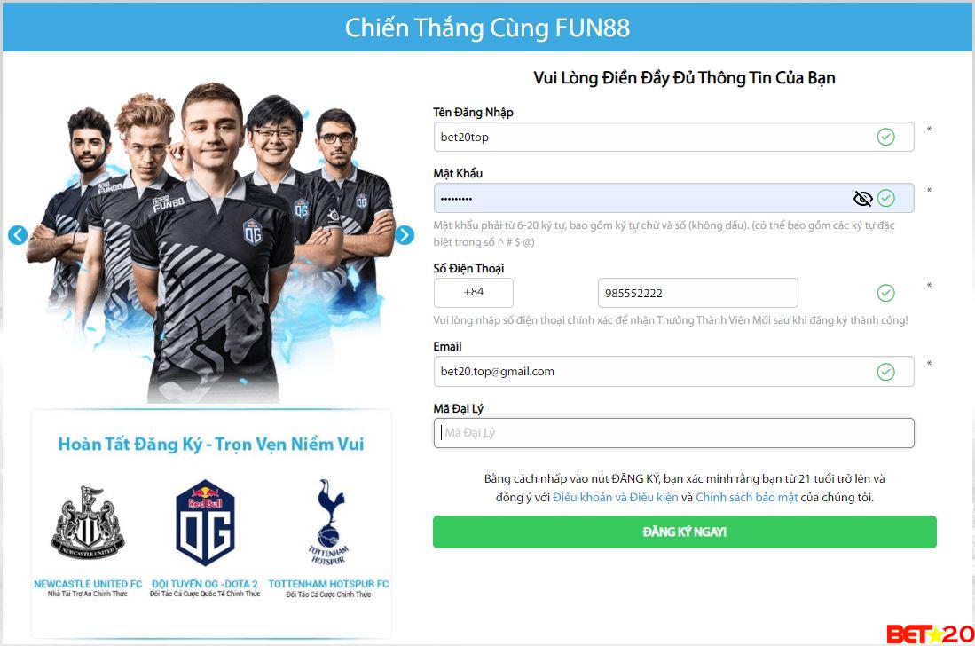 đăng ký fun88 có khó không