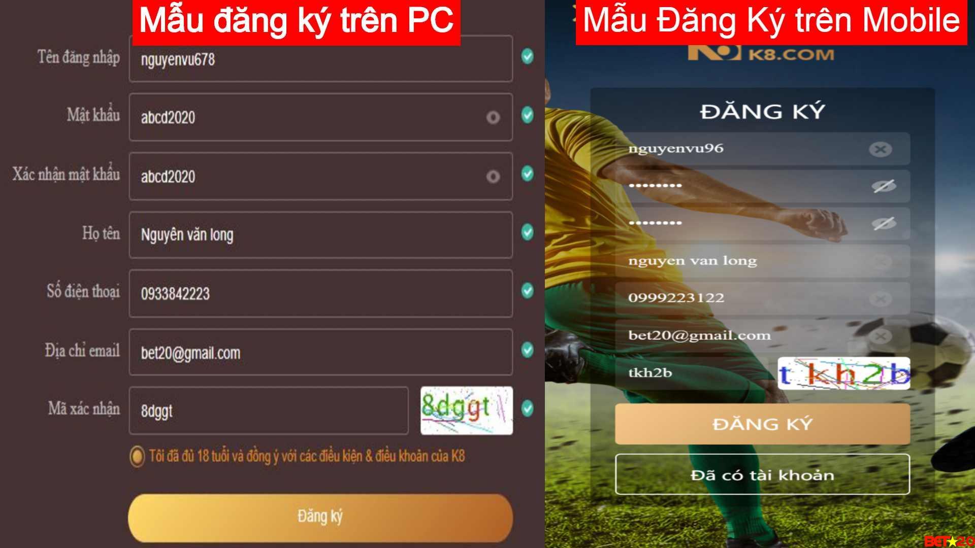 Đăng ký nhà cái K8 ra sao