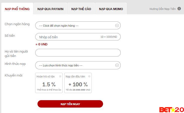 nap tiền red88 có khó không