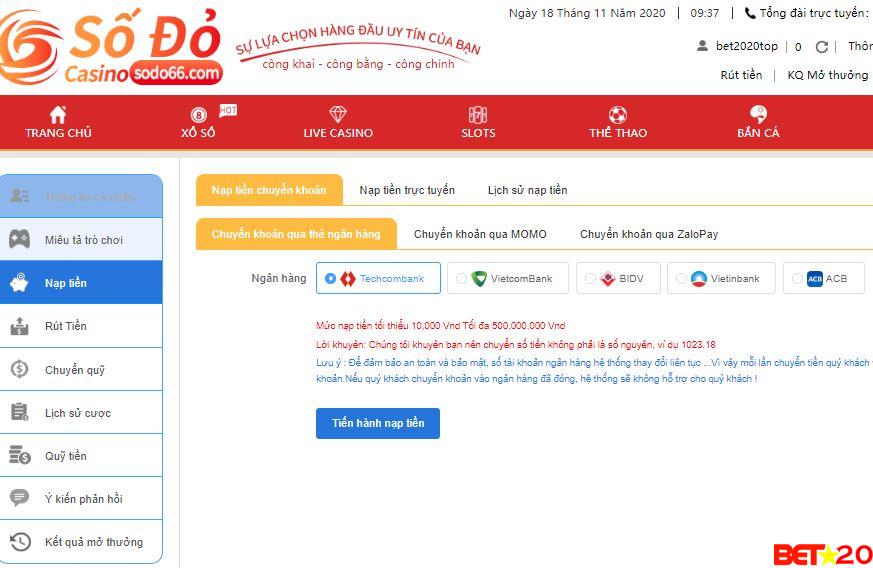 nạp tiền sodo66 làm sao